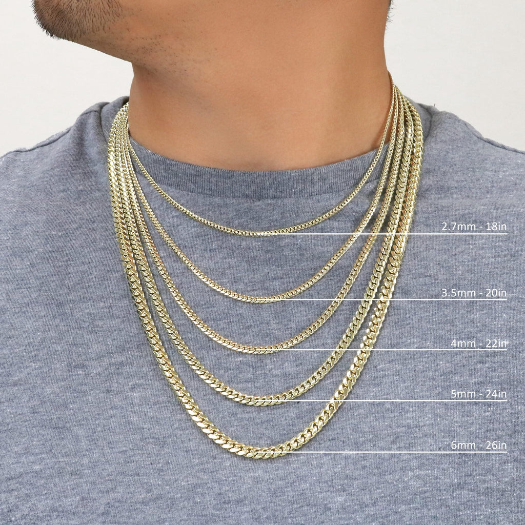 14K Yellow Gold Cuban Link Chain Necklace K4355